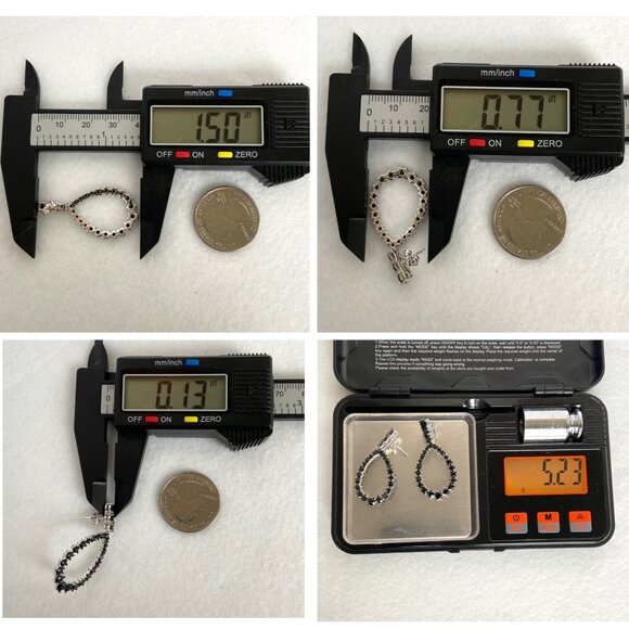 Sterling Silver 925 FZN Faceted Black Tourmaline Teardrop Dangle Drop Earrings - Picture 10 of 16